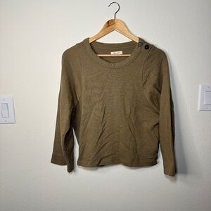 Madewell Sweater Women's SM Brown Button Shoulder Casual